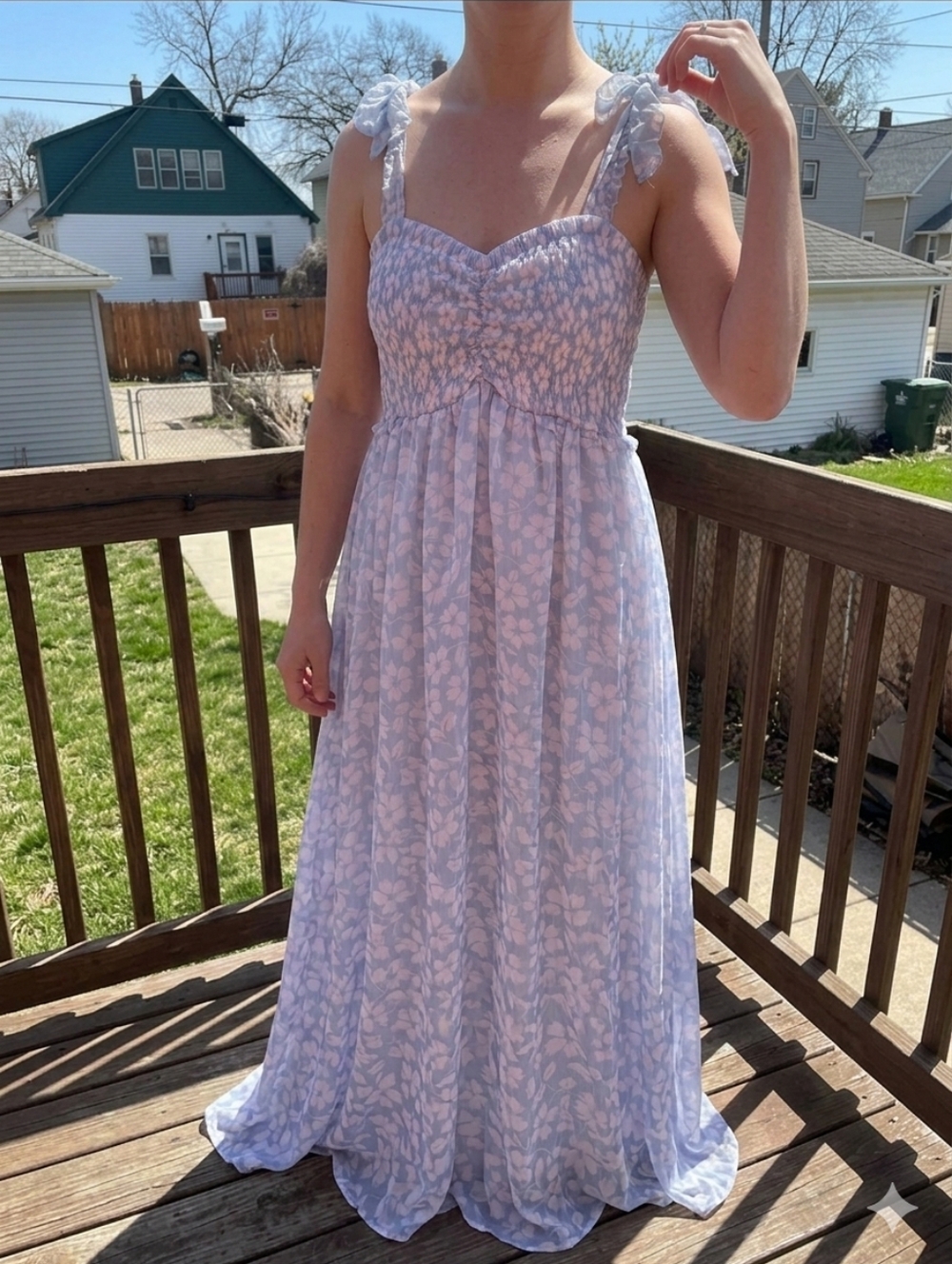 Aakaa Sky Blue Floral Maxi Dress New Whithout Label